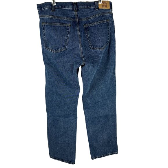 Full Blue Mens Jeans 36X32 100% Cotton Denim Classic Straight Leg Dark Wash - Picture 2 of 5